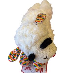 Multipet Lambchop Rainbow Heart Love is Love Ear 10" Lamb Chop Dog Toy Squeak
